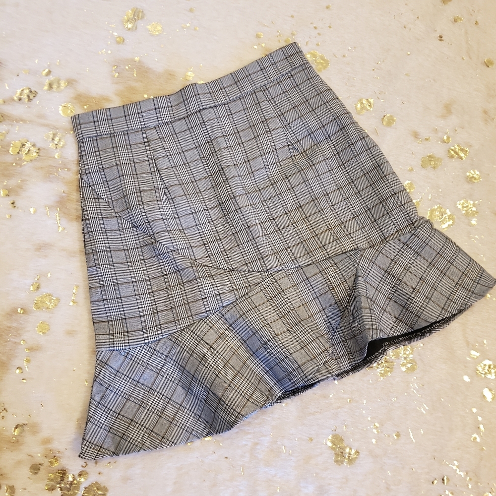 NEW Sadie & Love S Mini Plaid Gray Skirt